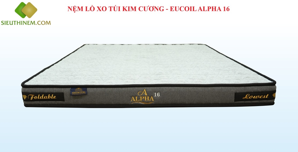 Nệm Lò Xo Túi Độc Lập Kim Cương Eucoil Alpha 16 Chính Hãng