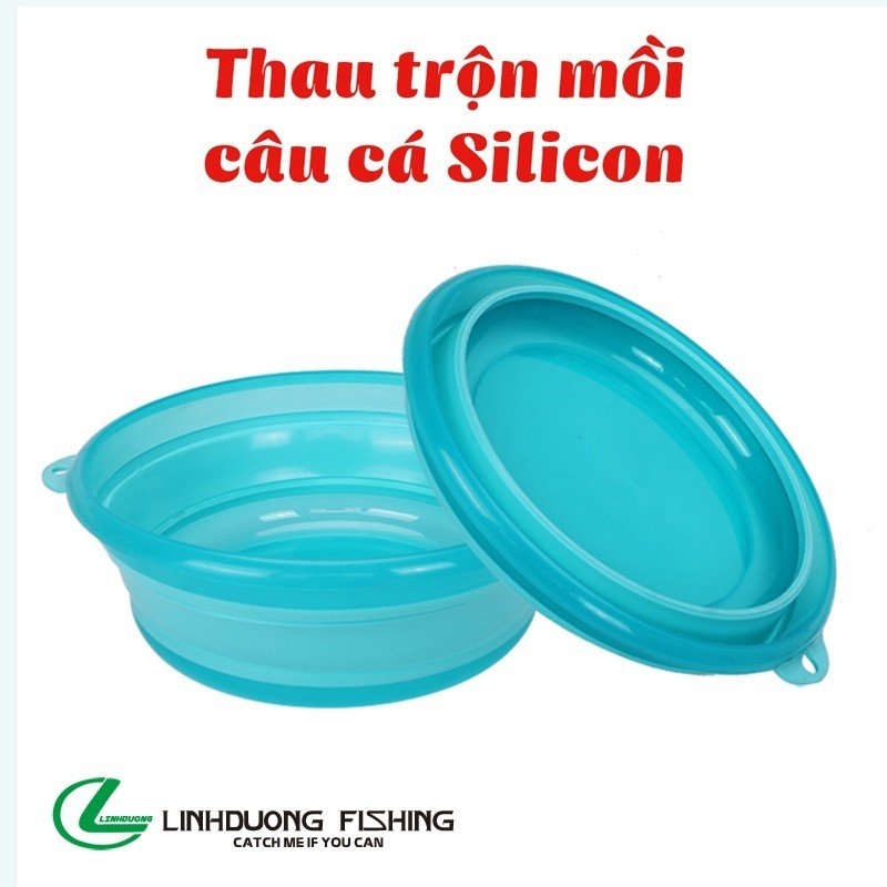 Thau trộn mồi câu cá silicon, bát đựng mồi câu cá gấp gọn (Size 40cm)