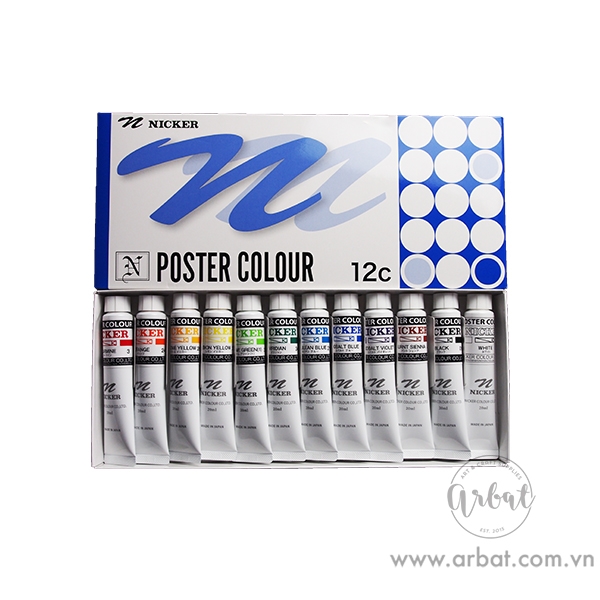 Màu Poster Nicker 20ml - Set 12 màu