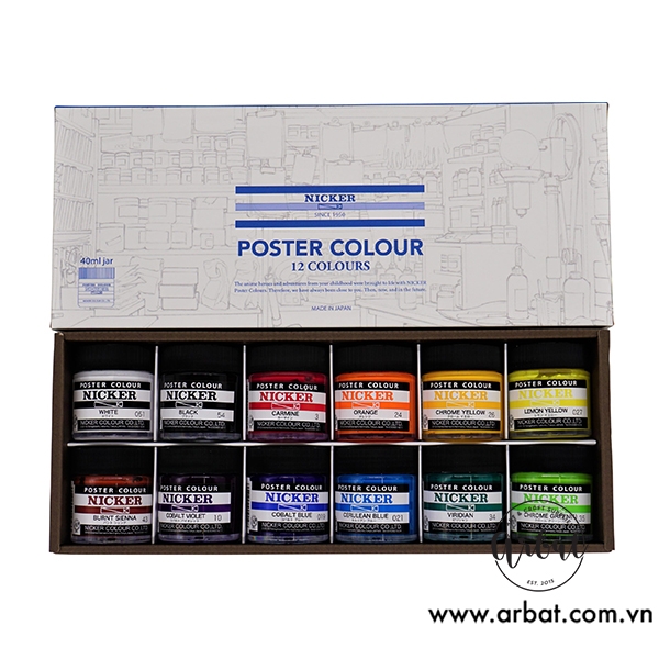 Màu Poster Nicker - Set 12 40ml