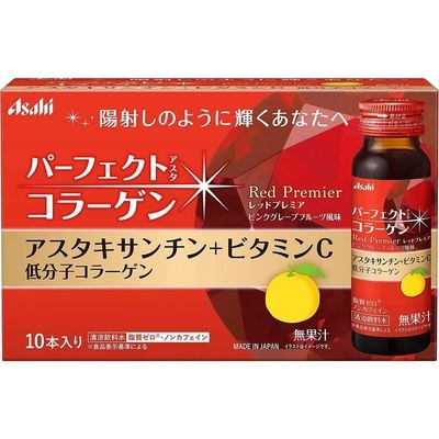 Nước uống Asahi  Collagen Red Premier (10 lọ/ hộp) - Nhật Bản