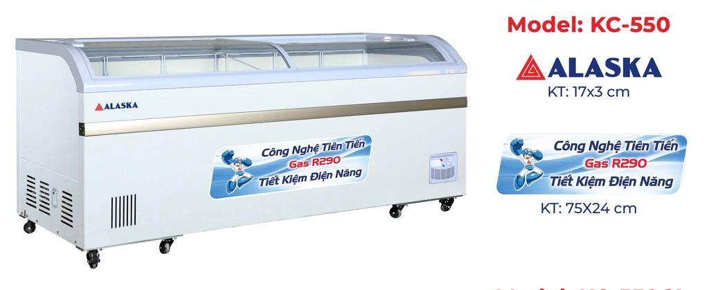 Tủ đông ALASKA kính cong KC - 550