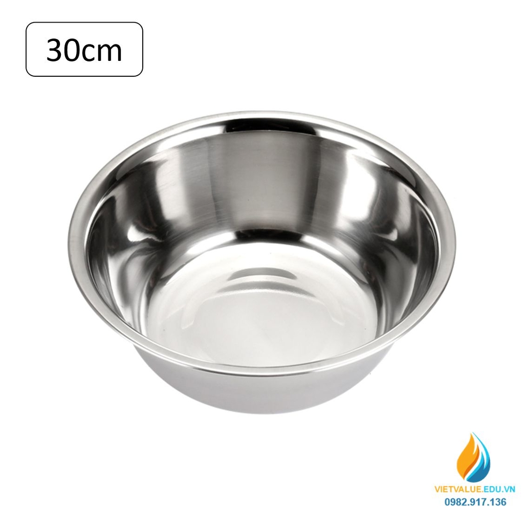 Bát Inox 304 miệng 30cm, khử trùng y tế, chống Iot, thành dày, đáy ...