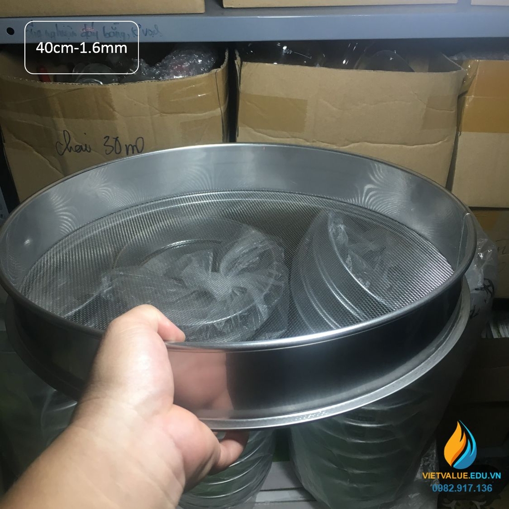 Sàng rây tiêu chuẩn đường kính 40 cm, mắt sàng kích thước 1.6mm, inox ...