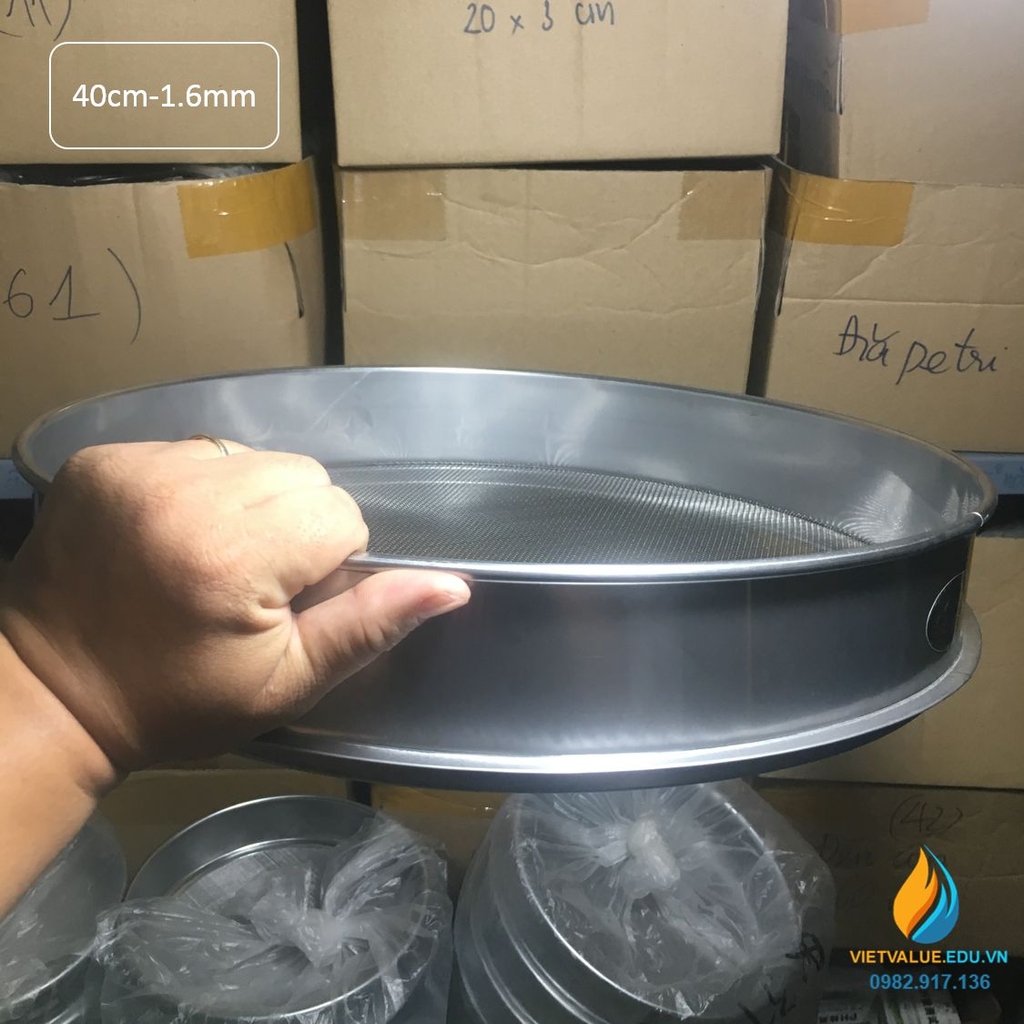 Sàng rây tiêu chuẩn đường kính 40 cm, mắt sàng kích thước 1.6mm, inox ...