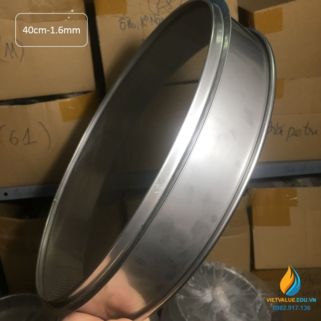 Sàng rây tiêu chuẩn đường kính 40 cm, mắt sàng kích thước 1.6mm, inox ...