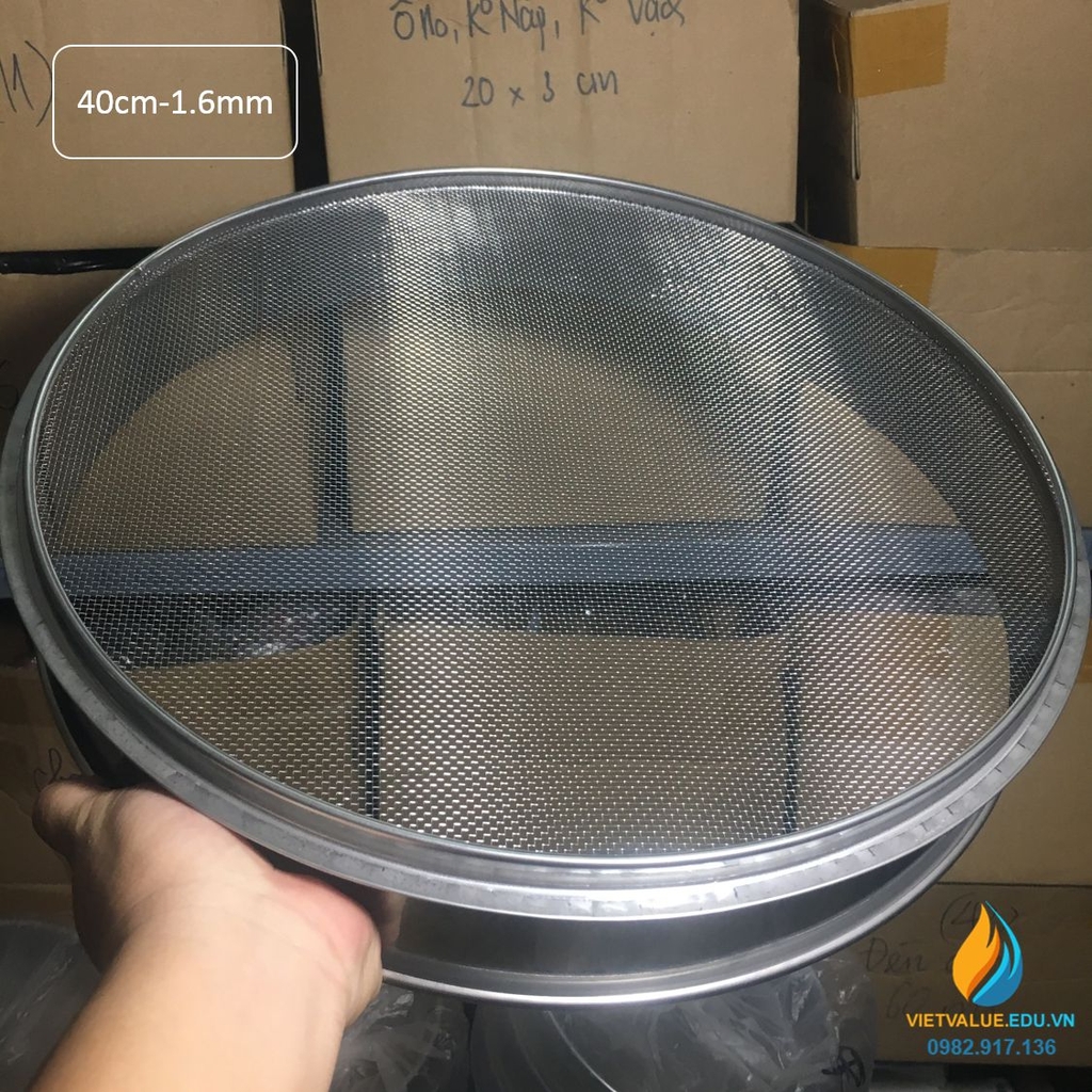 Sàng rây tiêu chuẩn đường kính 40 cm, mắt sàng kích thước 1.6mm, inox ...