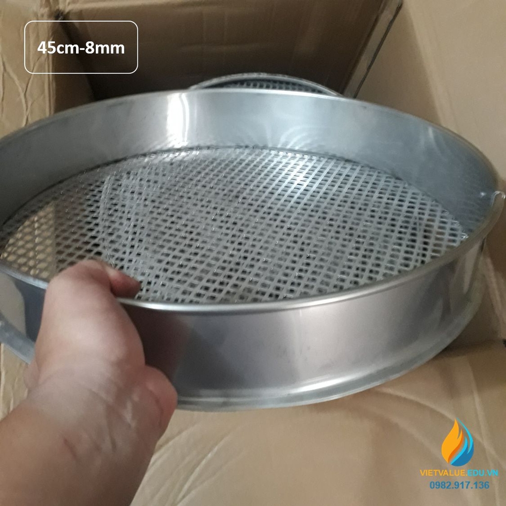 Sàng rây tiêu chuẩn đường kính 45cm, lỗ vuông 8mm, chất liệu inox không ...