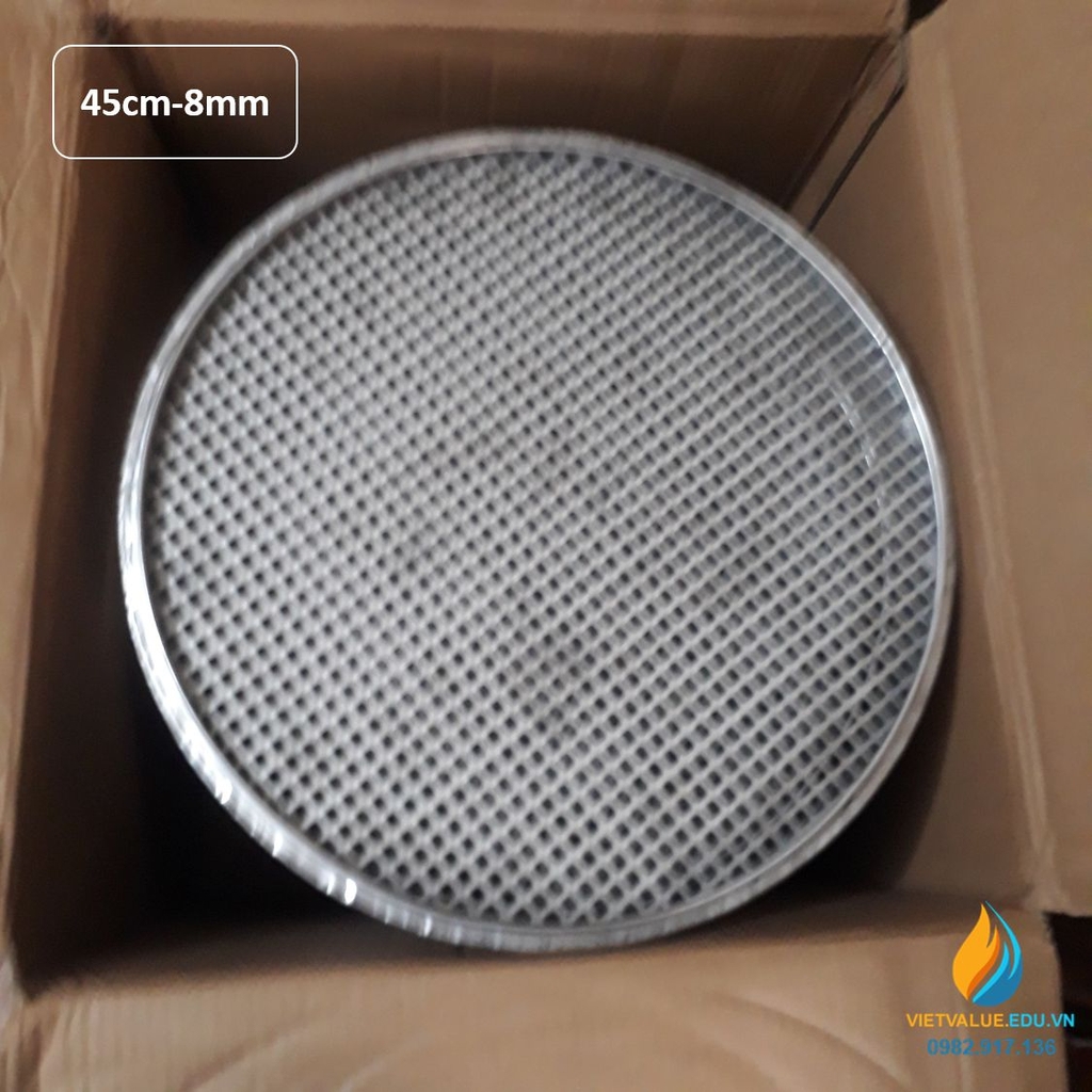 Sàng rây tiêu chuẩn đường kính 45cm, lỗ vuông 8mm, chất liệu inox không ...