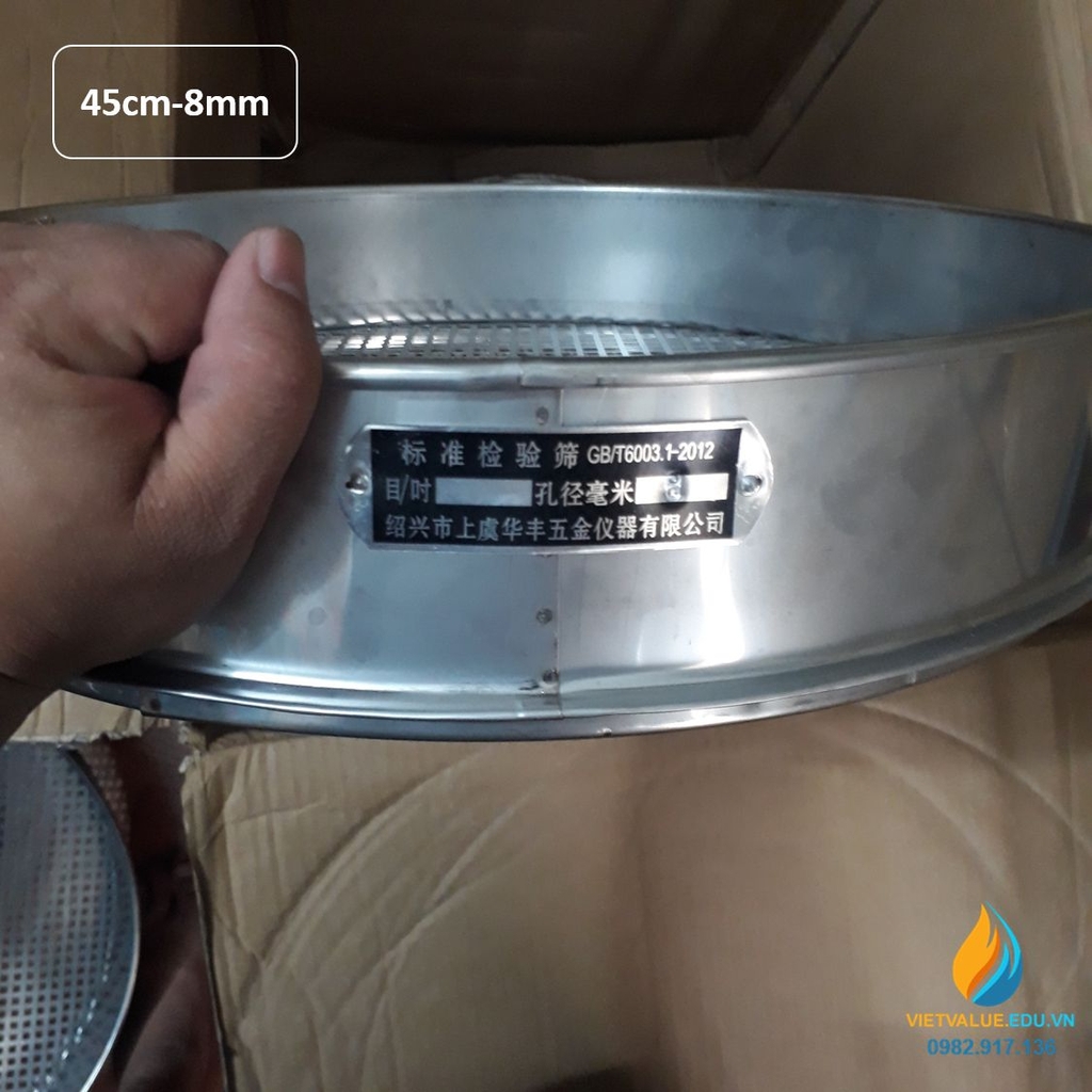 Sàng rây tiêu chuẩn đường kính 45cm, lỗ vuông 8mm, chất liệu inox không ...