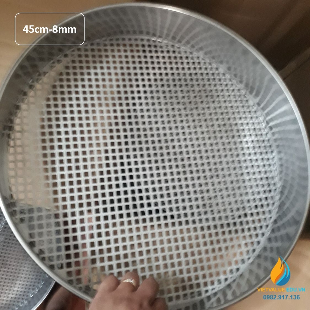 Sàng rây tiêu chuẩn đường kính 45cm, lỗ vuông 8mm, chất liệu inox không ...