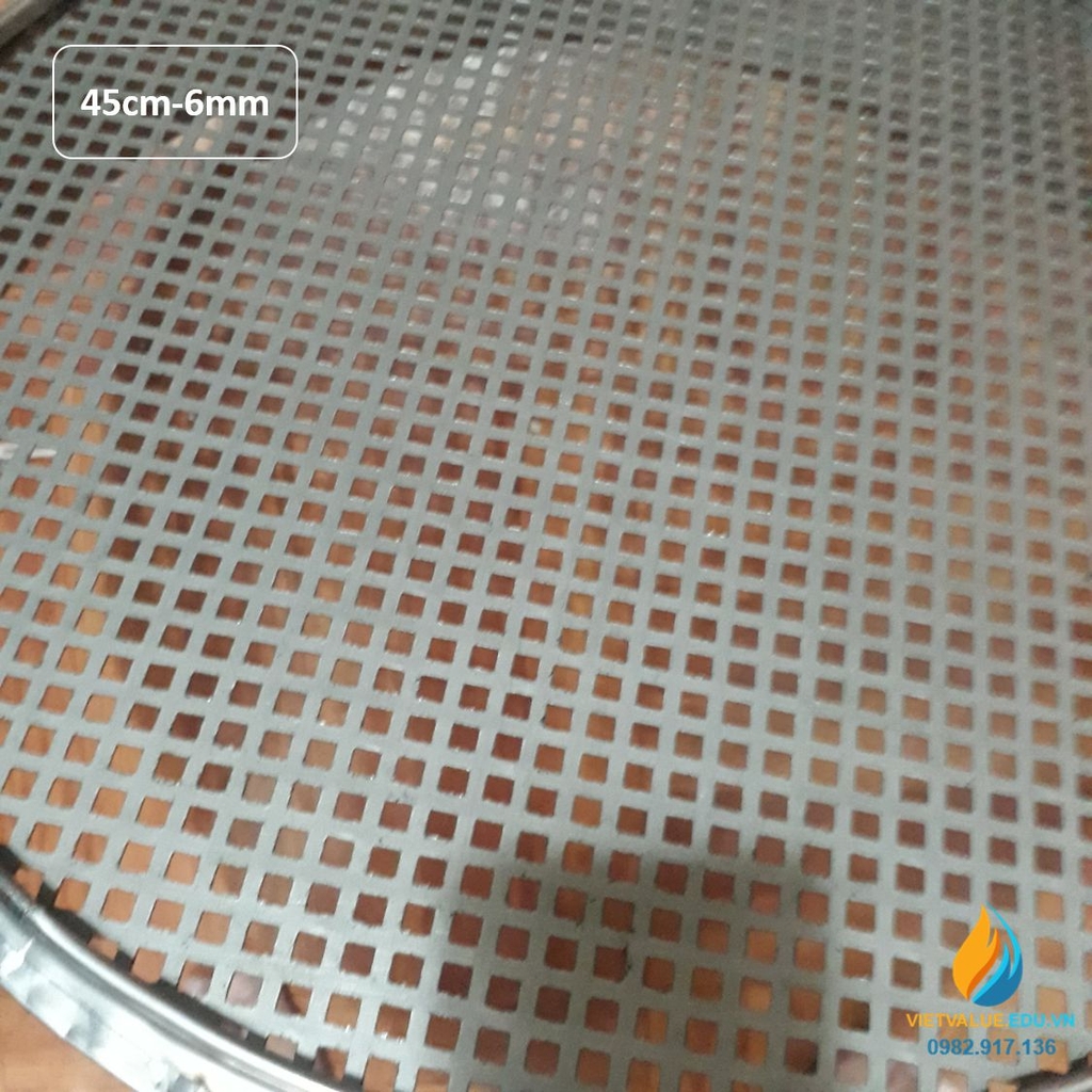 Sàng rây tiêu chuẩn đường kính 45cm, lỗ vuông 6mm, chất liệu inox không ...