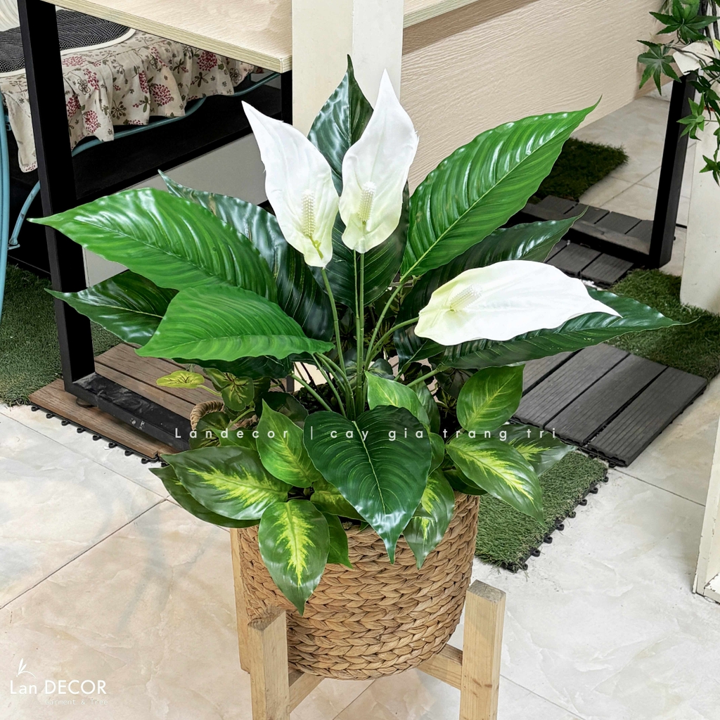 giỏ cây giả decor 