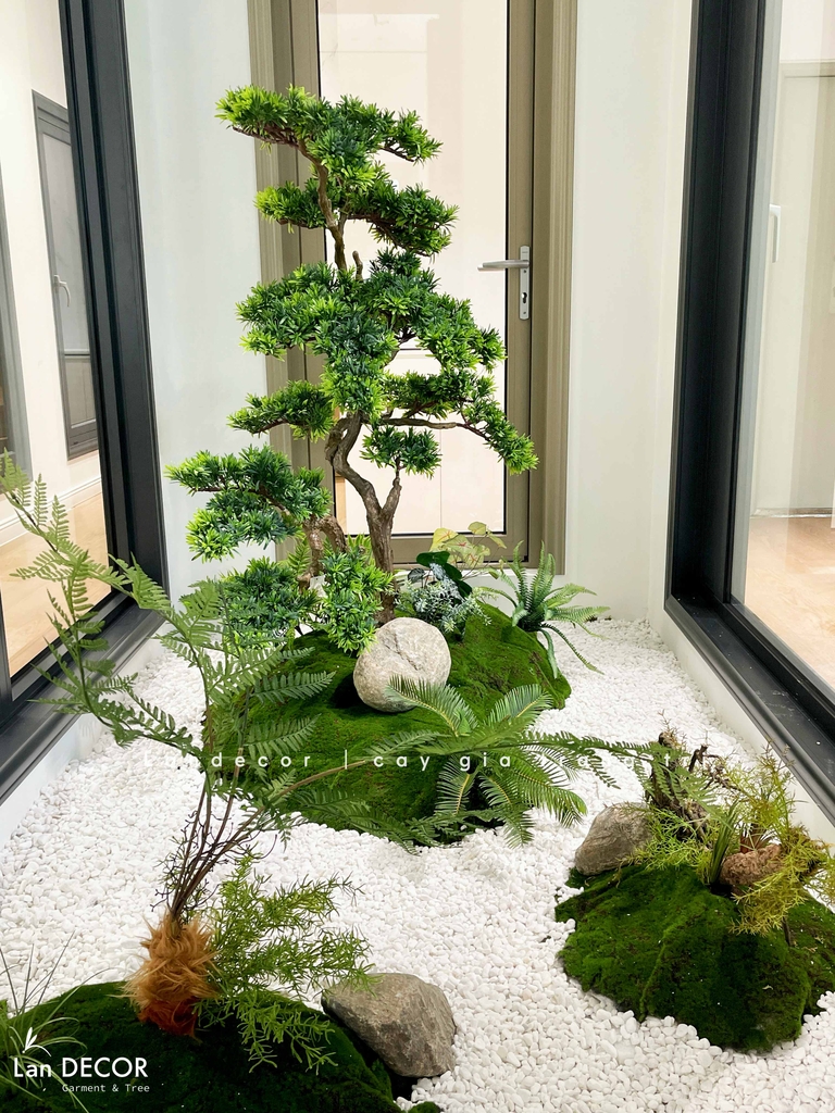 tiểu cảnh tùng bonsai giả 