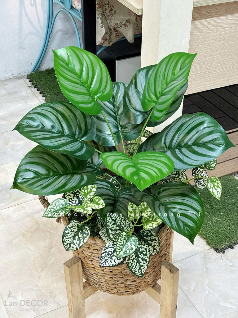 giỏ cây giả trang trí 