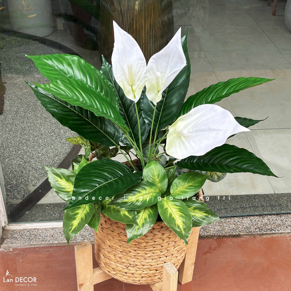 giỏ cây giả decor 