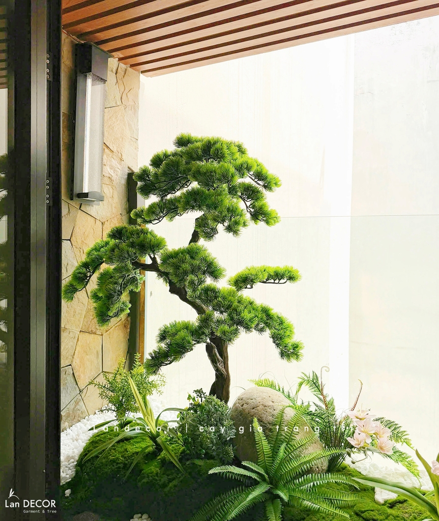 tiểu cảnh tùng bonsai giả 