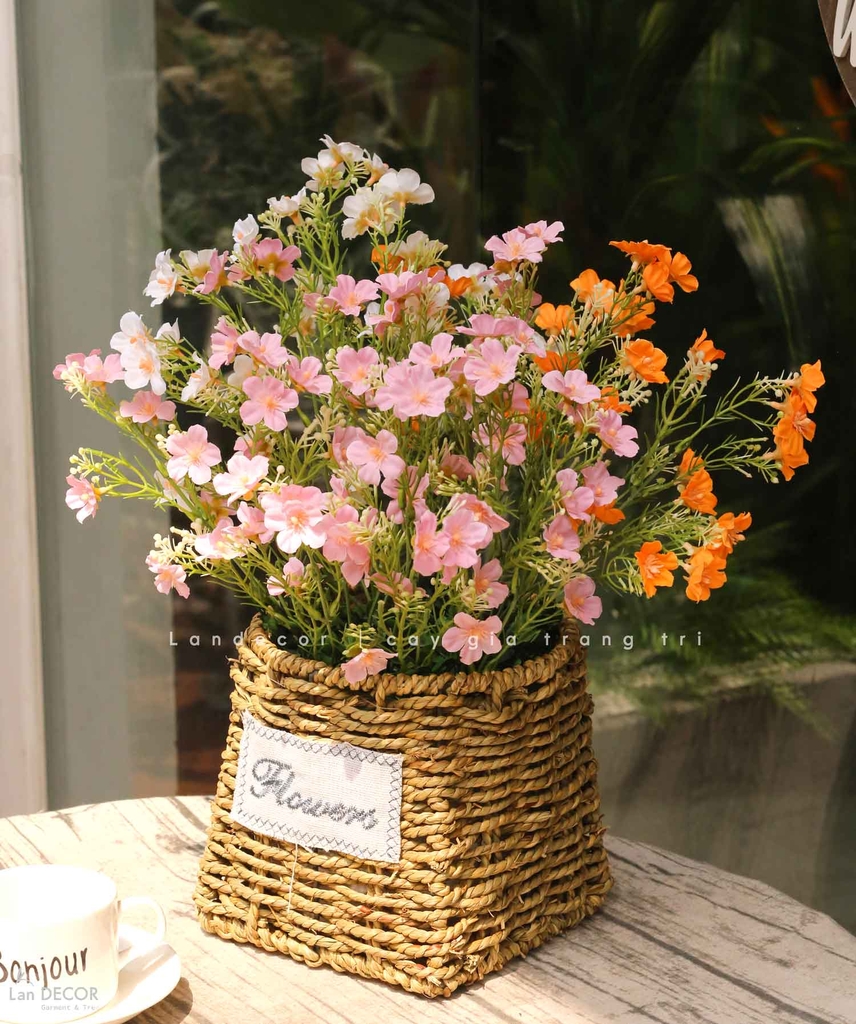 giỏ hoa giả decor