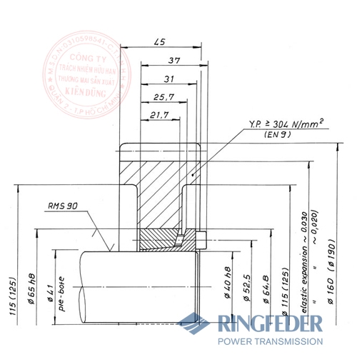 Thiết bị khóa trục côn Ringfeder RfN 7013.0 gearwheels