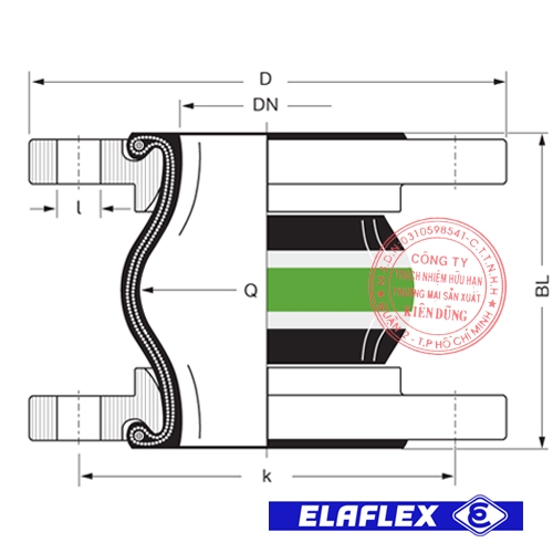 Khớp nối mềm cao su Elaflex VITEX Drawing