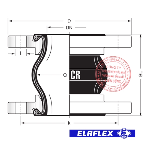 Khớp nối mềm cao su Elaflex ERV-CR Drawing