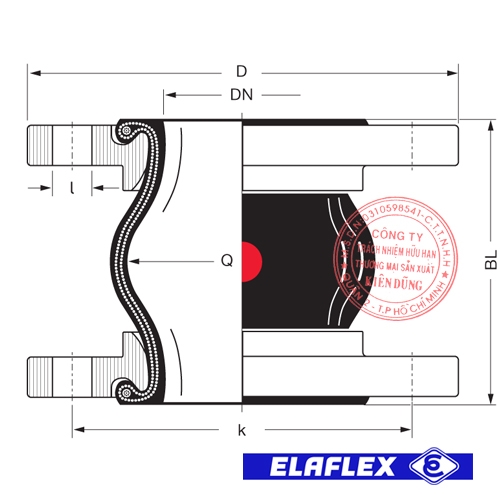 Khớp nối mềm cao su Elaflex ERP Drawing