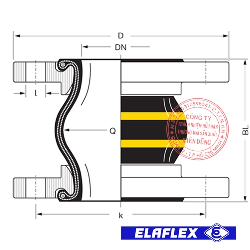 Khớp nối mềm cao su Elaflex ERV-GS Drawing