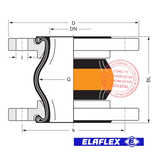 Khớp nối mềm cao su Elaflex ERV-OR Drawing