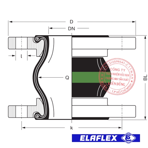 Khớp nối mềm cao su Elaflex ERV-GR Drawing