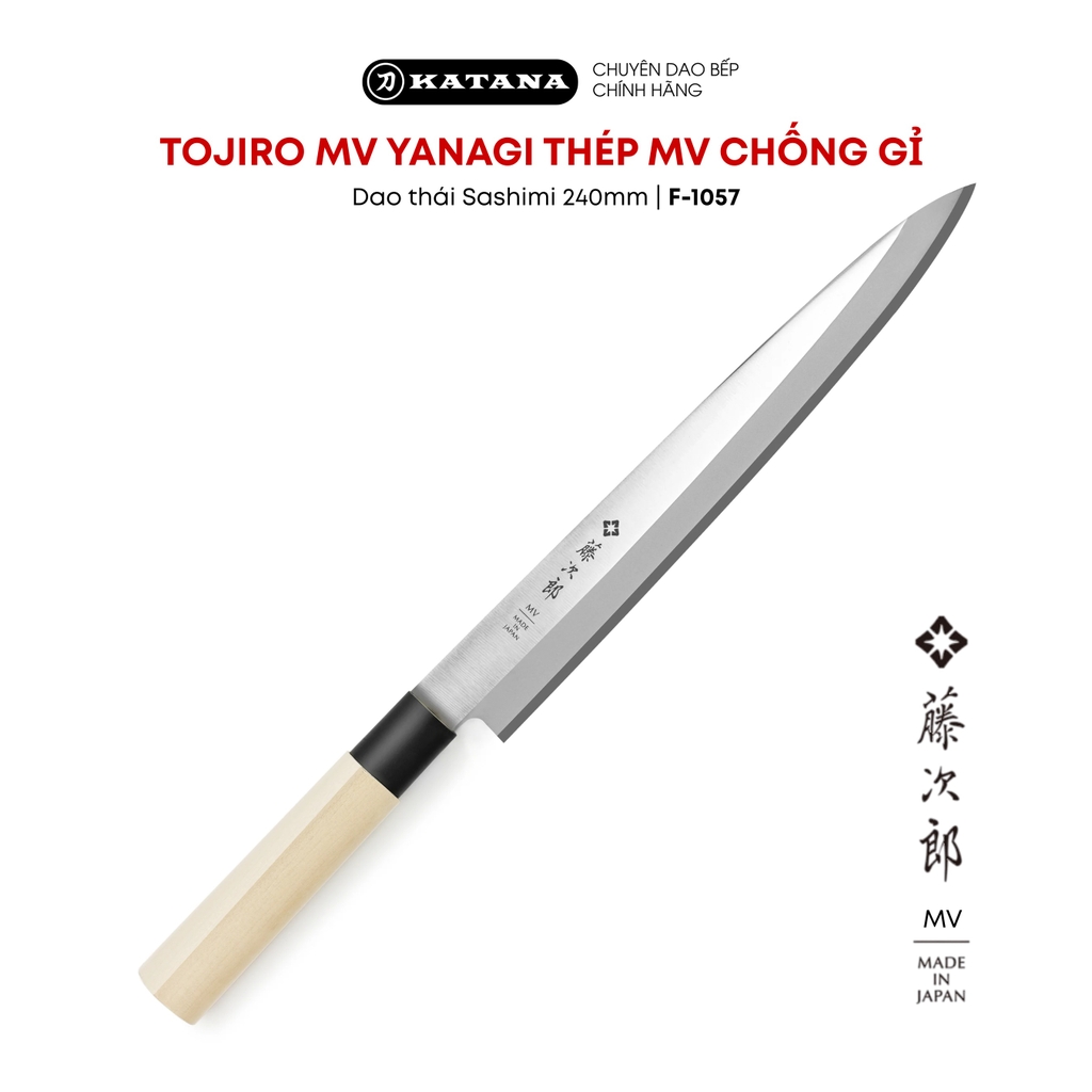 Dao bếp Nhật cao cấp TOJIRO MV Yanagi thép MV chống gỉ - Dao thái Sashimi 240mm F-1057