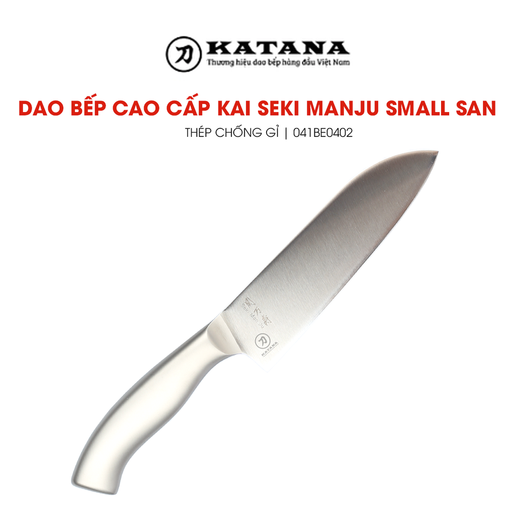 Dao thái đa năng Nhật cao cấp KAI Seki ManJu cán kim loại Small Santoku - 041BE0402 (145mm)