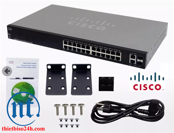 Thiết bị chia mạng Cisco SLM224PT-EU SF 200-24P - Switch thông minh, Cổng quang