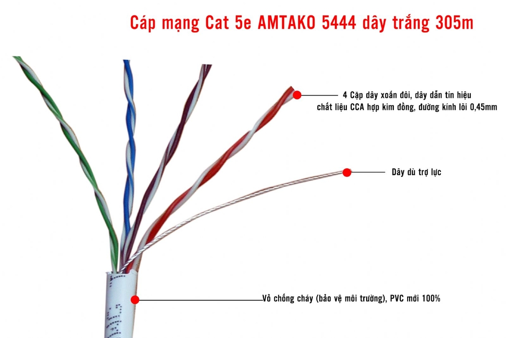 Cáp mạng Cat 5e AMTAKO 5444 (cuộn 305m)