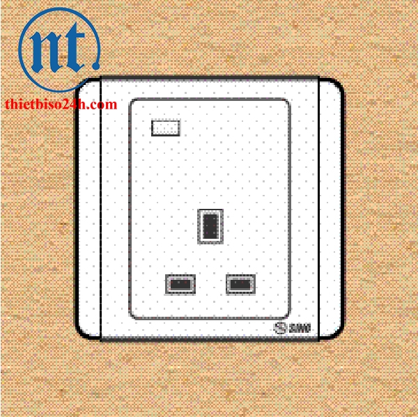 Ổ cắm 15A, 3 chấu tròn kiểu Anh có đèn báo - S6815N