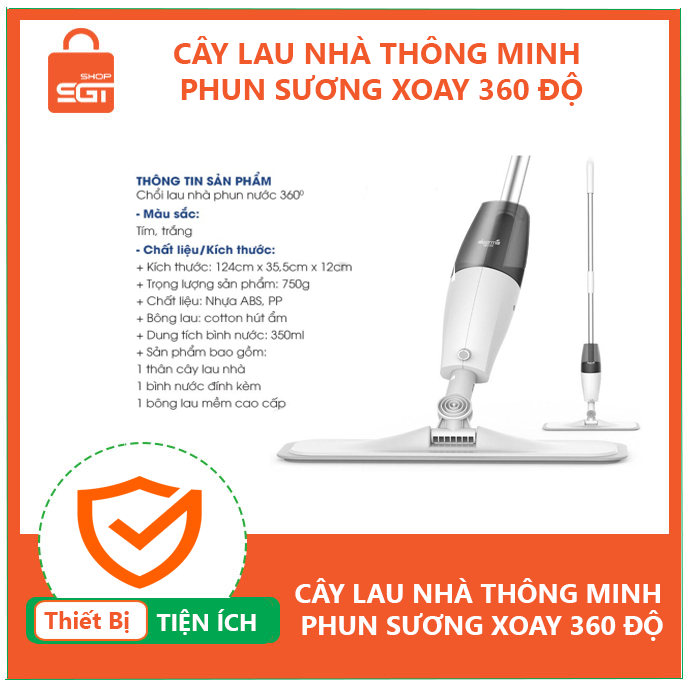 Cây Lau Nhà Thông Minh Phun Sương Xoay 360 Độ