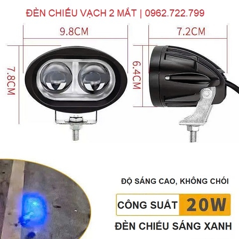 Đèn chiếu vạch 2 mắt ánh sáng xanh