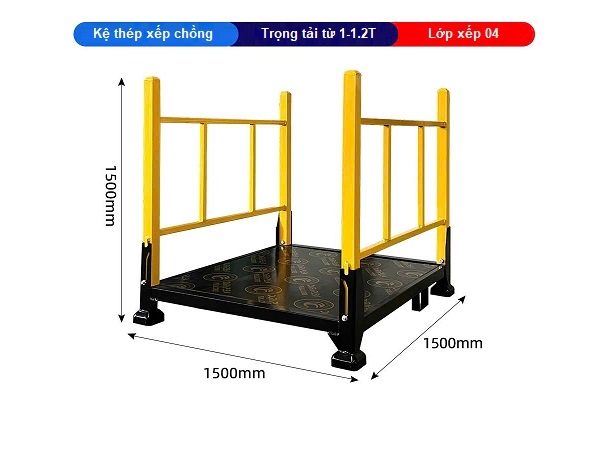 Kệ thép xếp chồng 1.5x1.5 mét trọng tải 1-1.2 tấn đáy kín