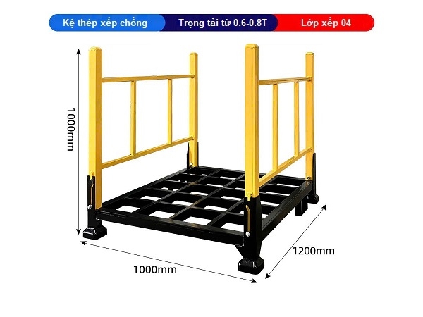 Kệ thép xếp chồng 1x1.2 mét trọng tải 0.6-0.8 tấn đáy rỗng
