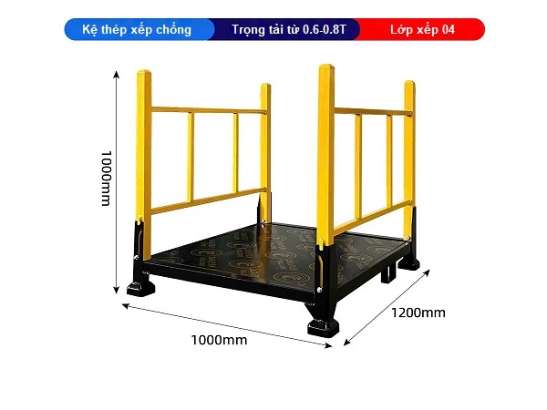 Kệ thép xếp chồng 1x1.2 mét trọng tải 0.6-0.8 tấn đáy kín