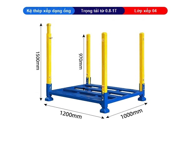 Kệ thép xếp dạng ống 1.2x1 mét trọng tải 0.8-1 tấn đáy hở