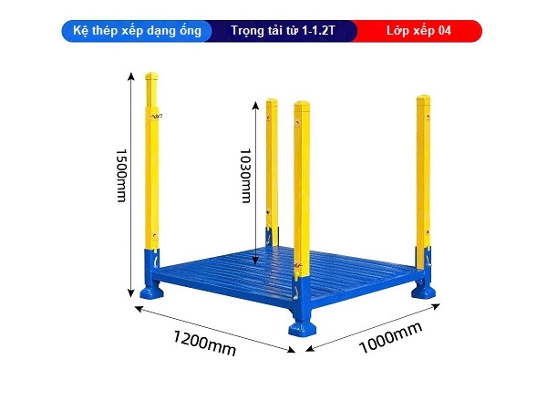 Kệ thép xếp dạng ống 1.2x1 mét trọng tải 1-1.2 tấn đáy hở