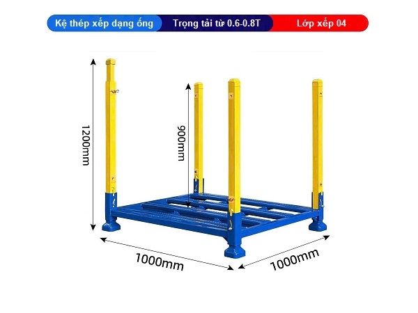Kệ thép xếp dạng ống 1x1 mét trọng tải 0.6-0.8 tấn đáy hở
