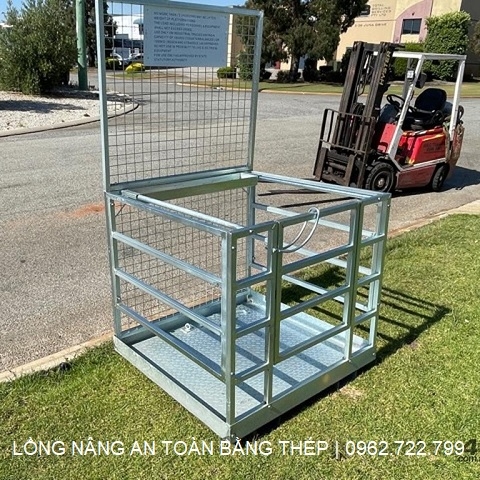 Lồng nâng an toàn bằng thép lắp cho xe nâng