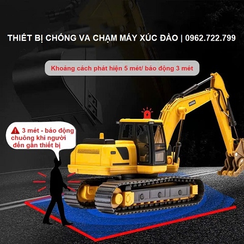 Thiết bị báo động chống va chạm trên máy xúc đào
