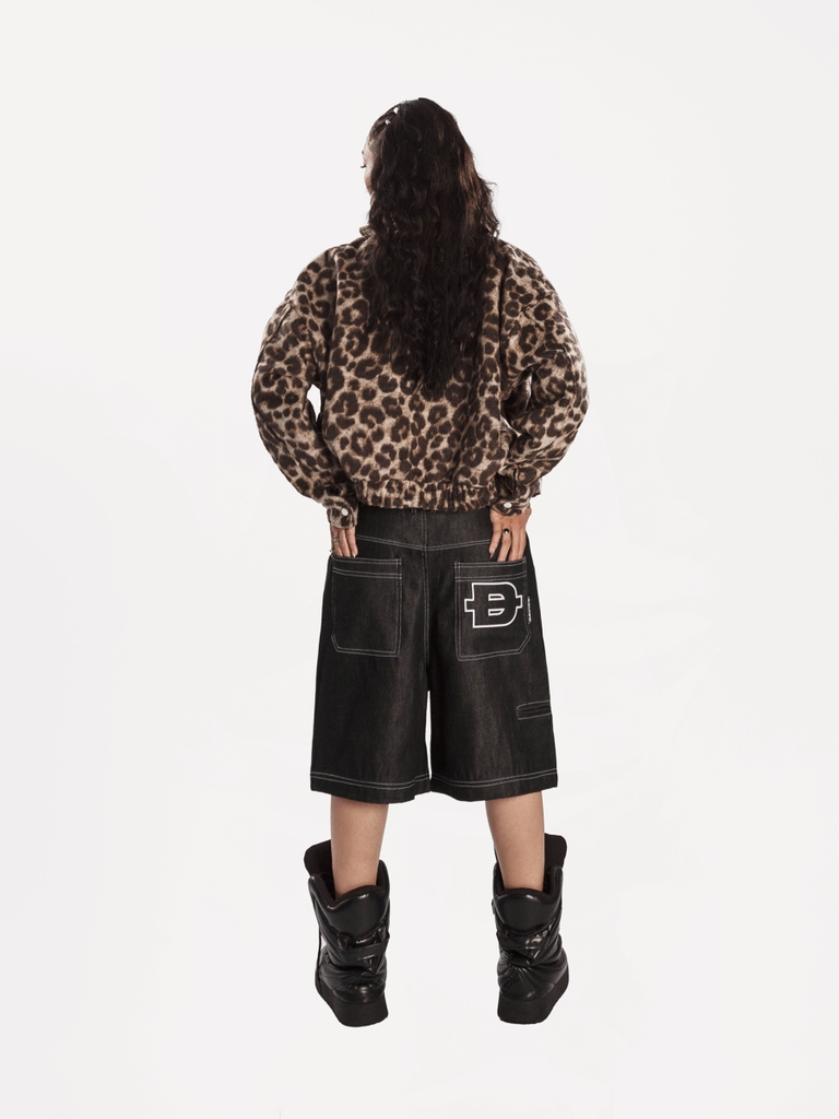 DSW Crop Bomber Jacket Classy - Leopard