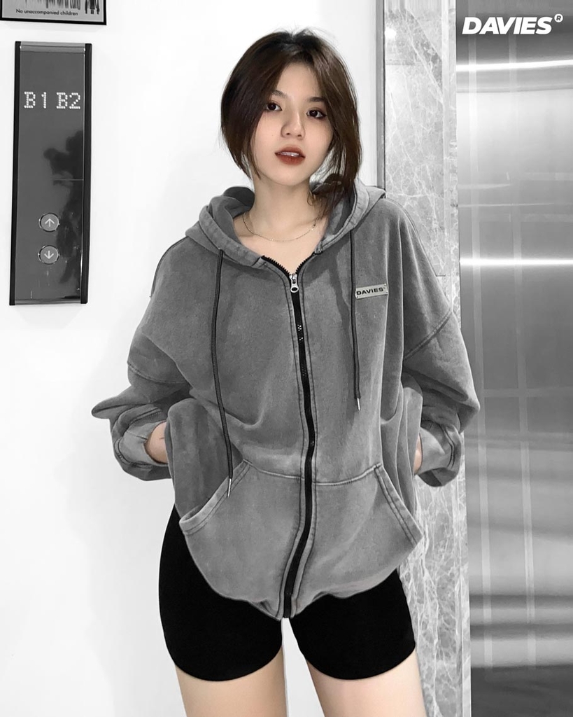 DSW Hoodie Zip Wash Emboss