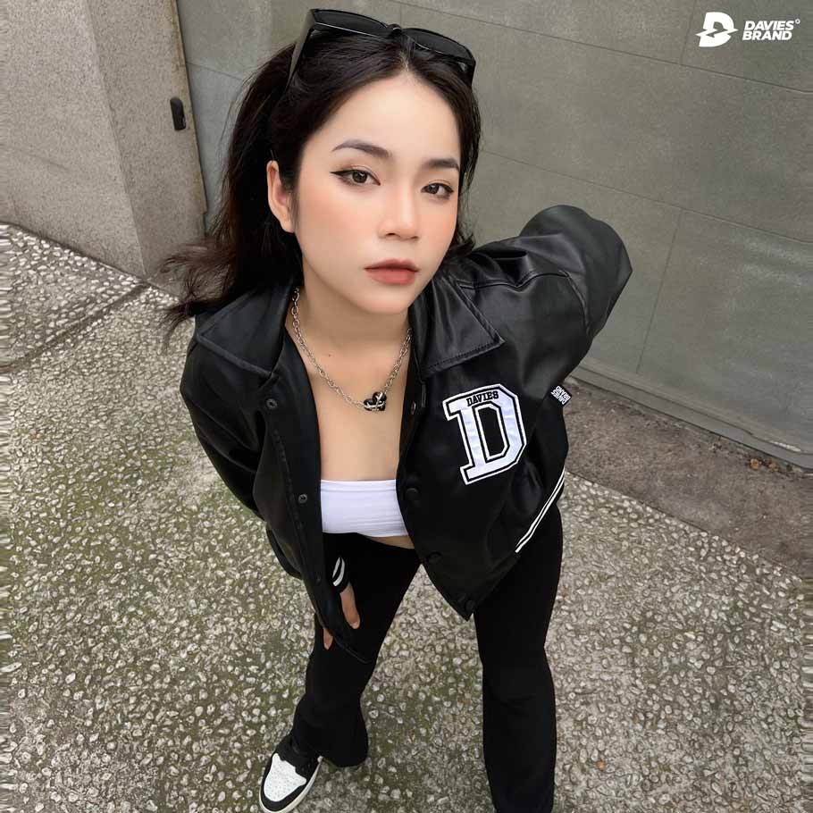DSS Cropped Leather Varsity Jacket