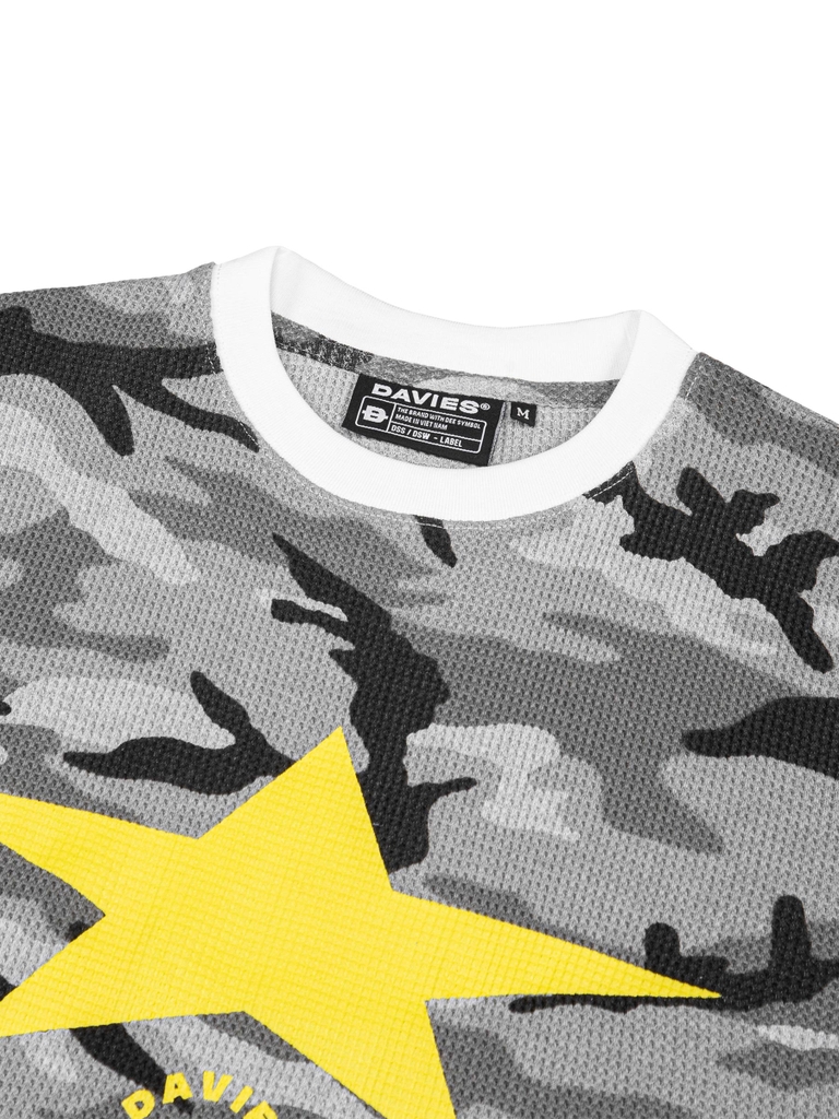 DSW D Waffle Camo Long Sleeve Tee - Xám