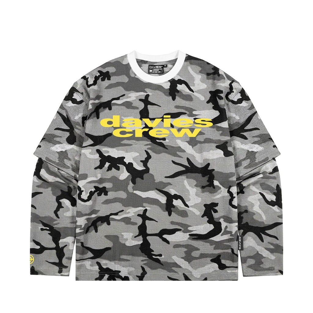 DSW D Waffle Camo Double Layer Sleeve Tee - Xám
