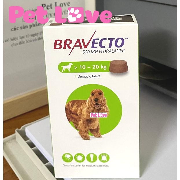 Thuốc Bravecto trị ghẻ, viêm da, ve rận (chó từ 10 - 20kg)